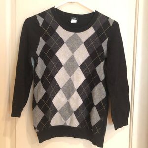 Jcrew black gray plaid checkered sweater